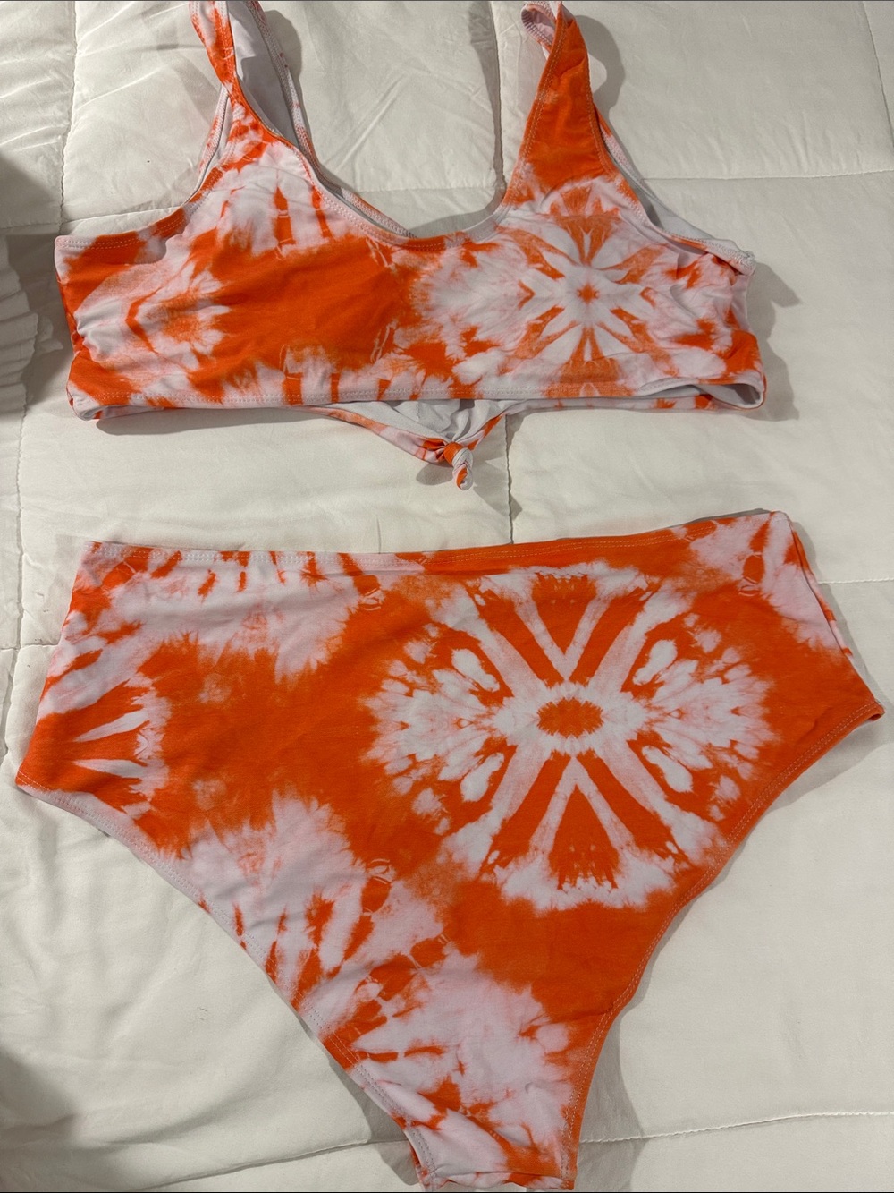 SHEIN Orange & White Tie-Dye Two-Piece Bikini - Picture 2 of 2